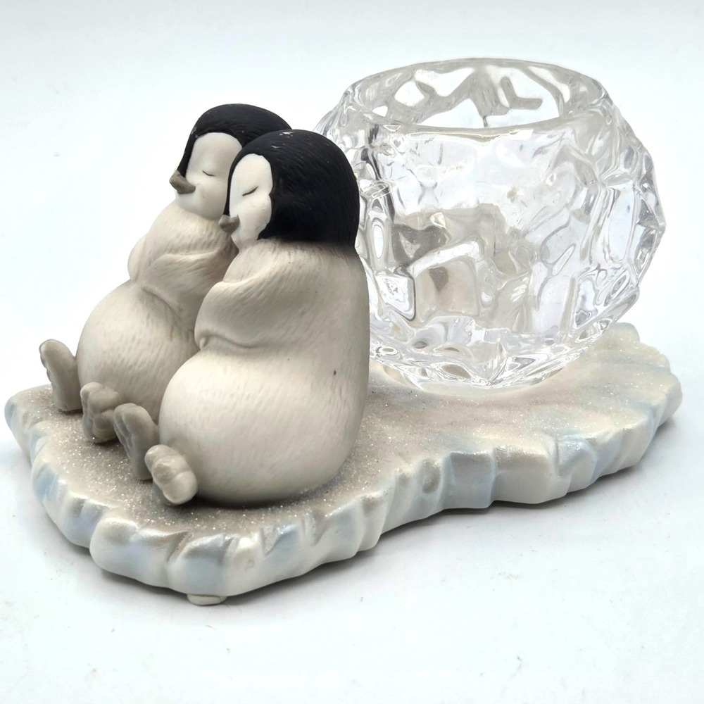 Partylite Christmas Penguins Couple Candle Holder POLAR PALS Pair  Winter P90303